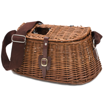 Fischerkorb , Pilzkorb , Weidenkorb mit Umhängegurt, Fliegenfischerkorb , Pilzesammlerkorb